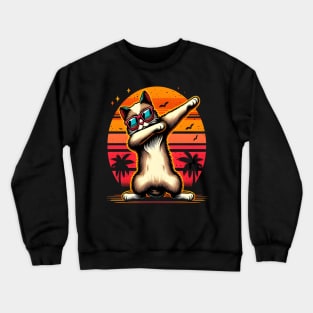 retro vintage dabbing Cat glasses Crewneck Sweatshirt